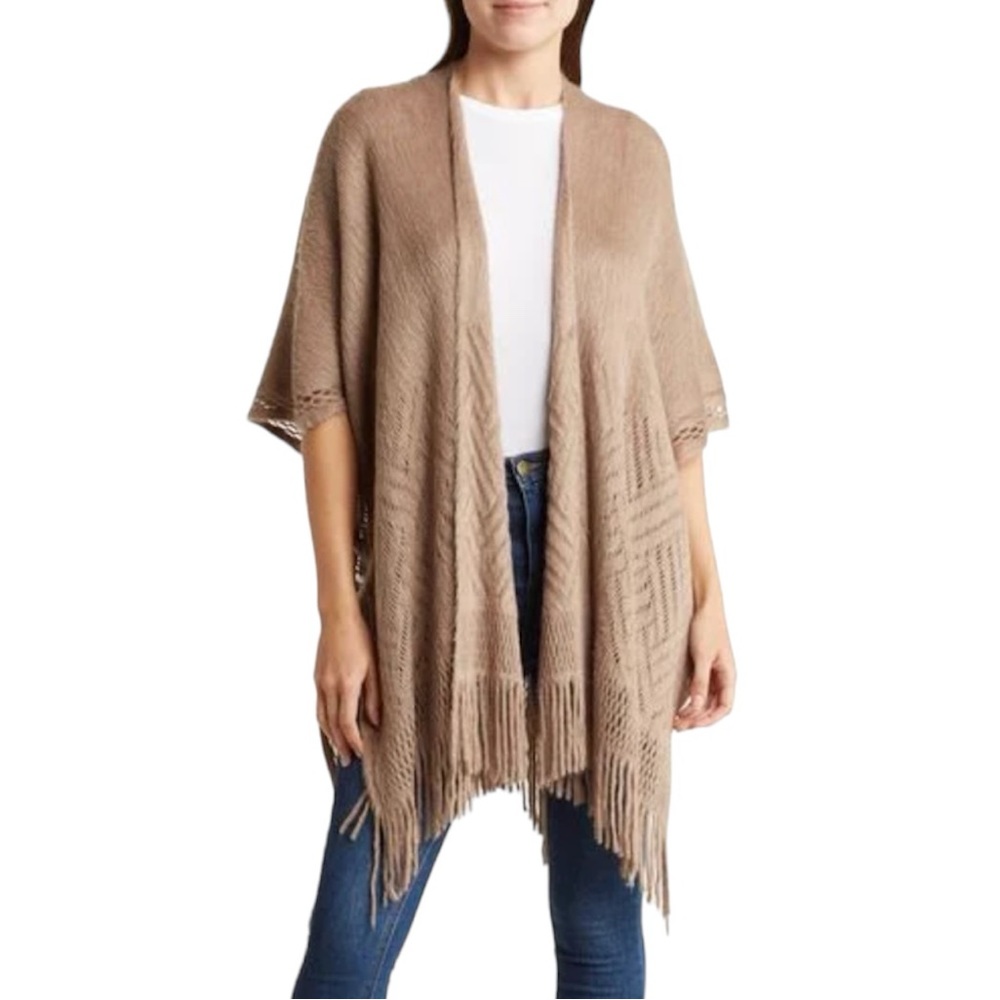 *SALE* Nine West Sage Green Fringe Hem Knit Ruana
